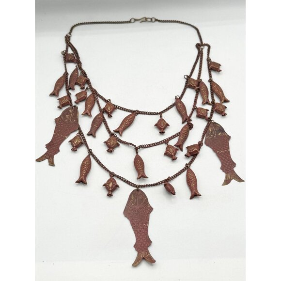 Vintage fetish charm fish necklace